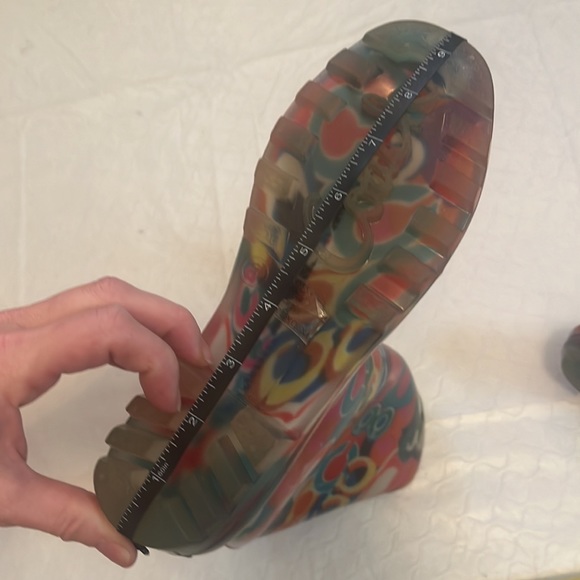 Coach Pixy Poppy multicolor rainbow C print logo rain boots size 6 - Picture 12 of 15